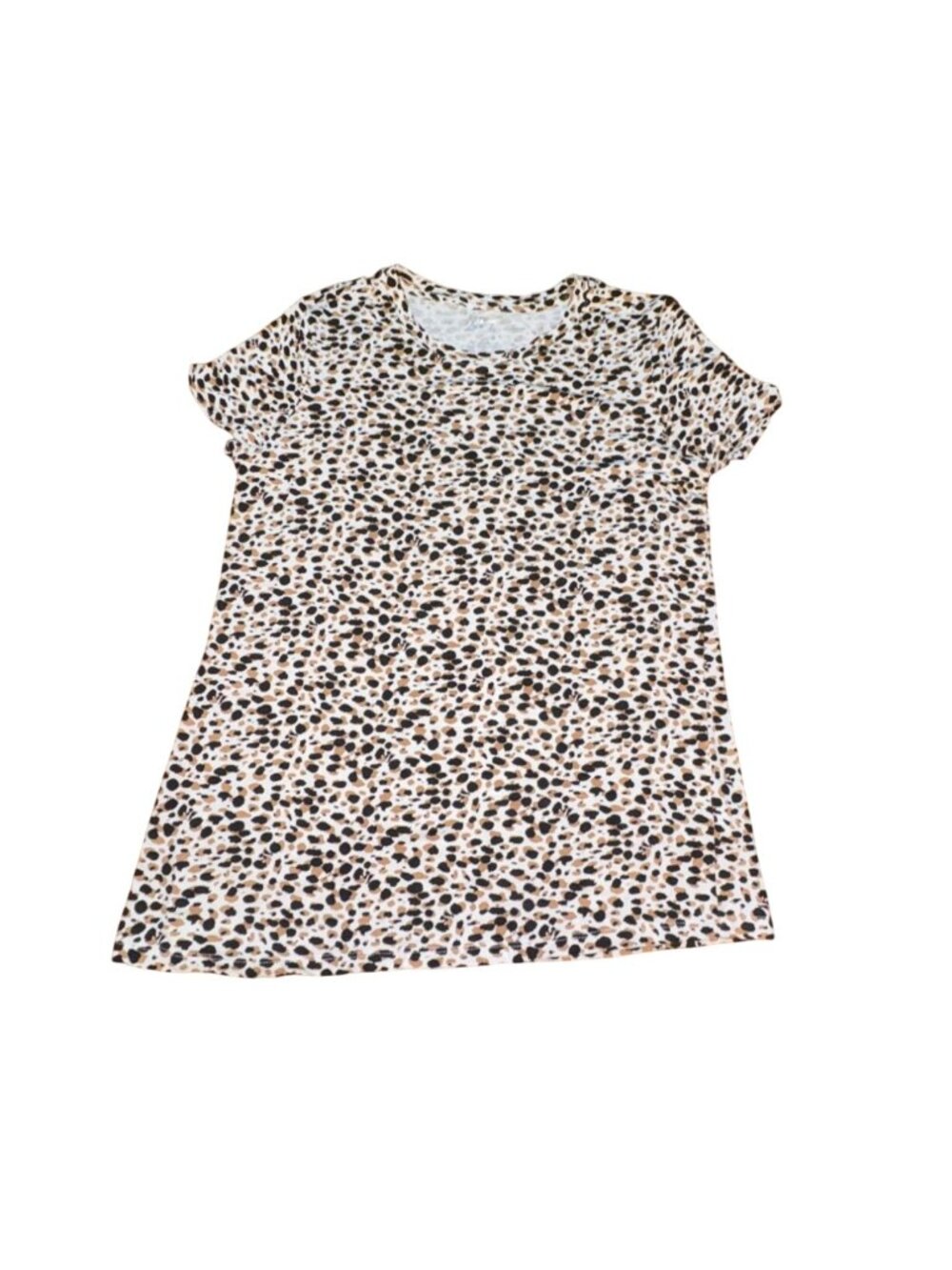 Maruices 24/7 Womens Printed, Soft Short Sleeve Blouse-Brown/Black-Size M-GUC